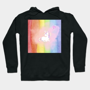 Cute Unicorn Design on a colorful background Hoodie